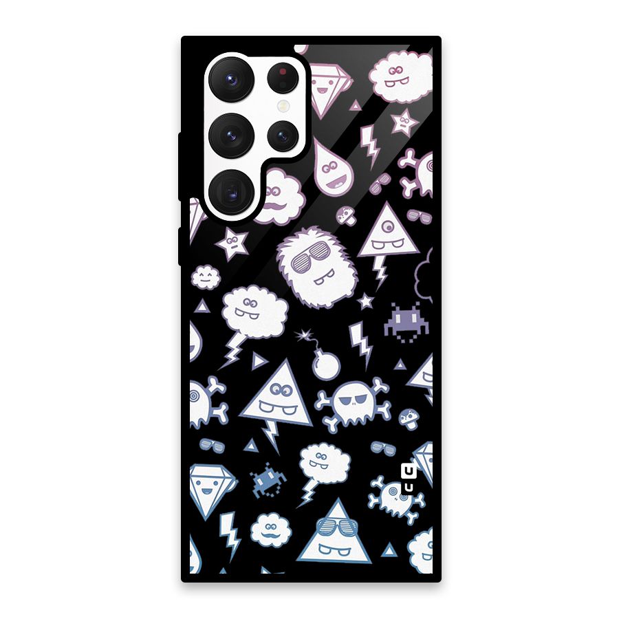 Funny Faces Glass Back Case for Galaxy S22 Ultra 5G