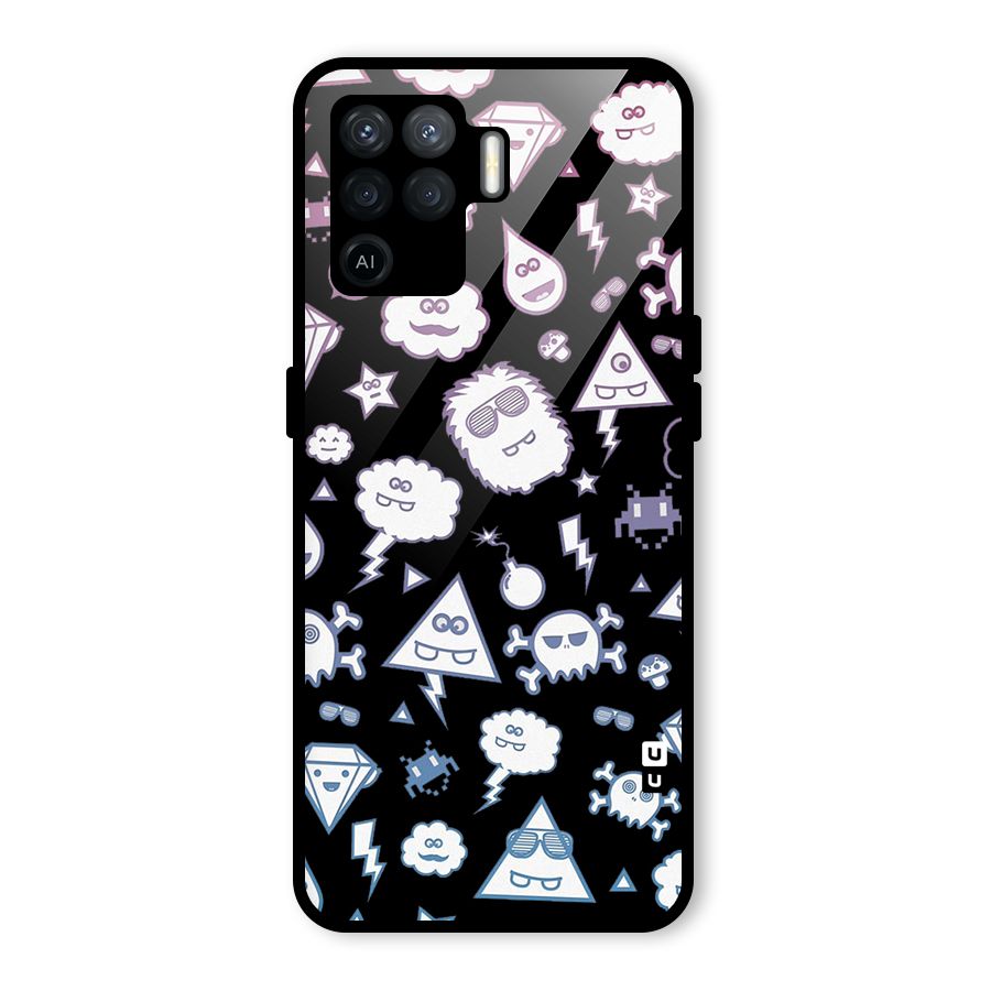 Funny Faces Glass Back Case for Oppo F19 Pro
