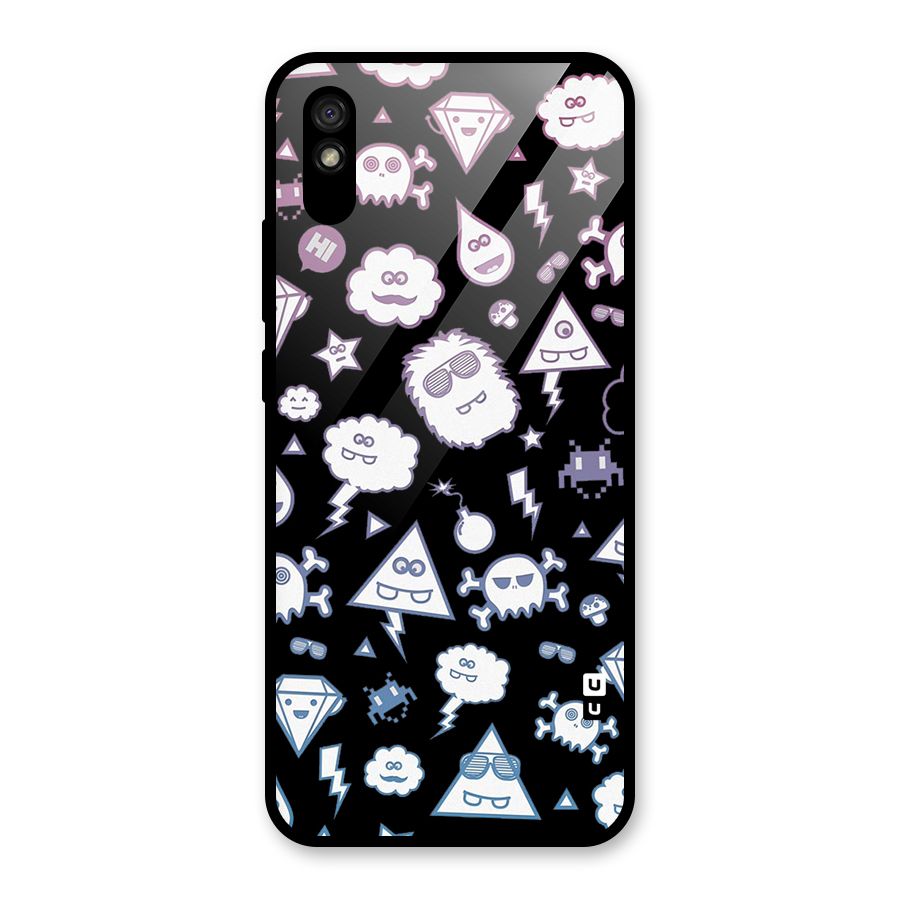 Funny Faces Glass Back Case for Redmi 9A