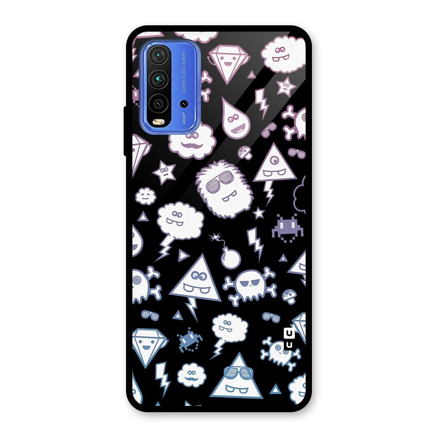 Funny Faces Glass Back Case for Redmi 9 Power