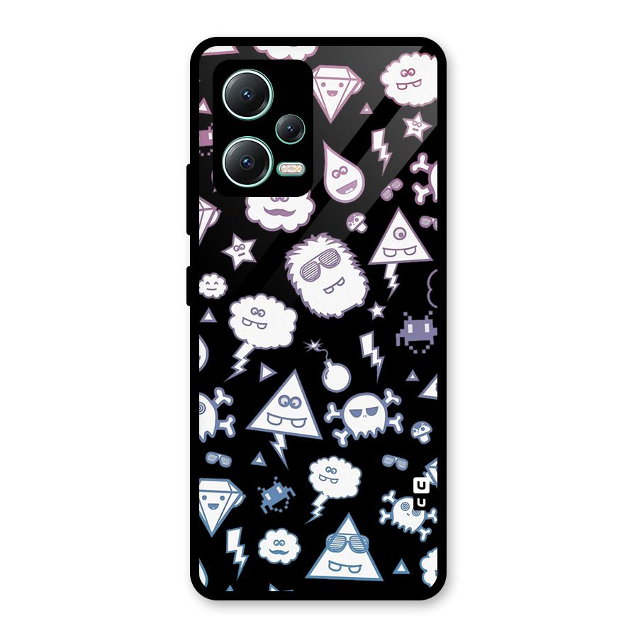 Funny Faces Glass Back Case for Redmi Note 12 5G