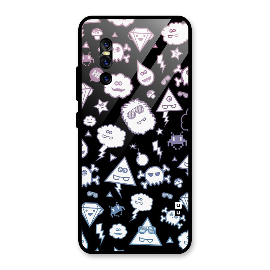 Funny Faces Glass Back Case for Vivo V15 Pro