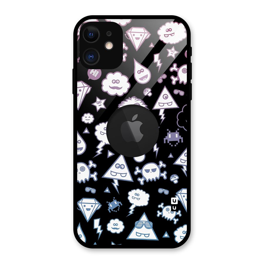 Funny Faces Glass Back Case for iPhone 11 Logo Cut