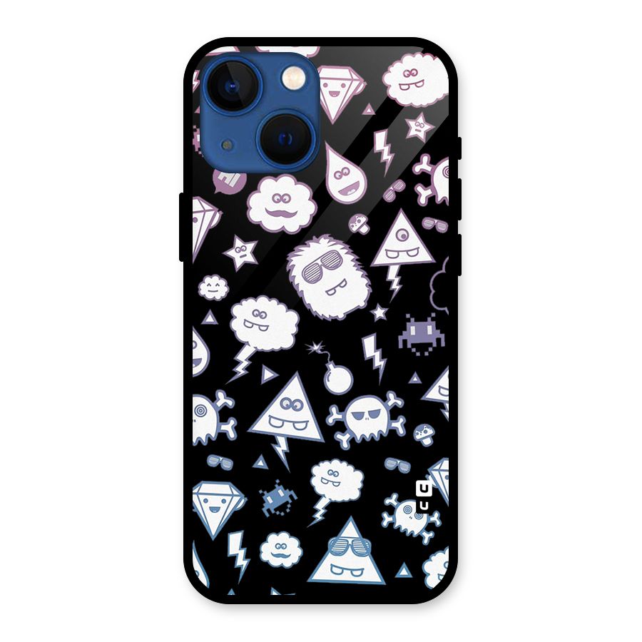 Funny Faces Glass Back Case for iPhone 13 Mini