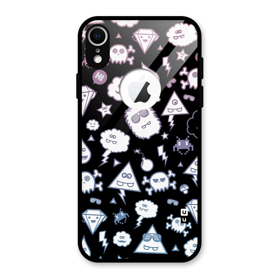 Funny Faces Glass Back Case for iPhone XR Logo Cut