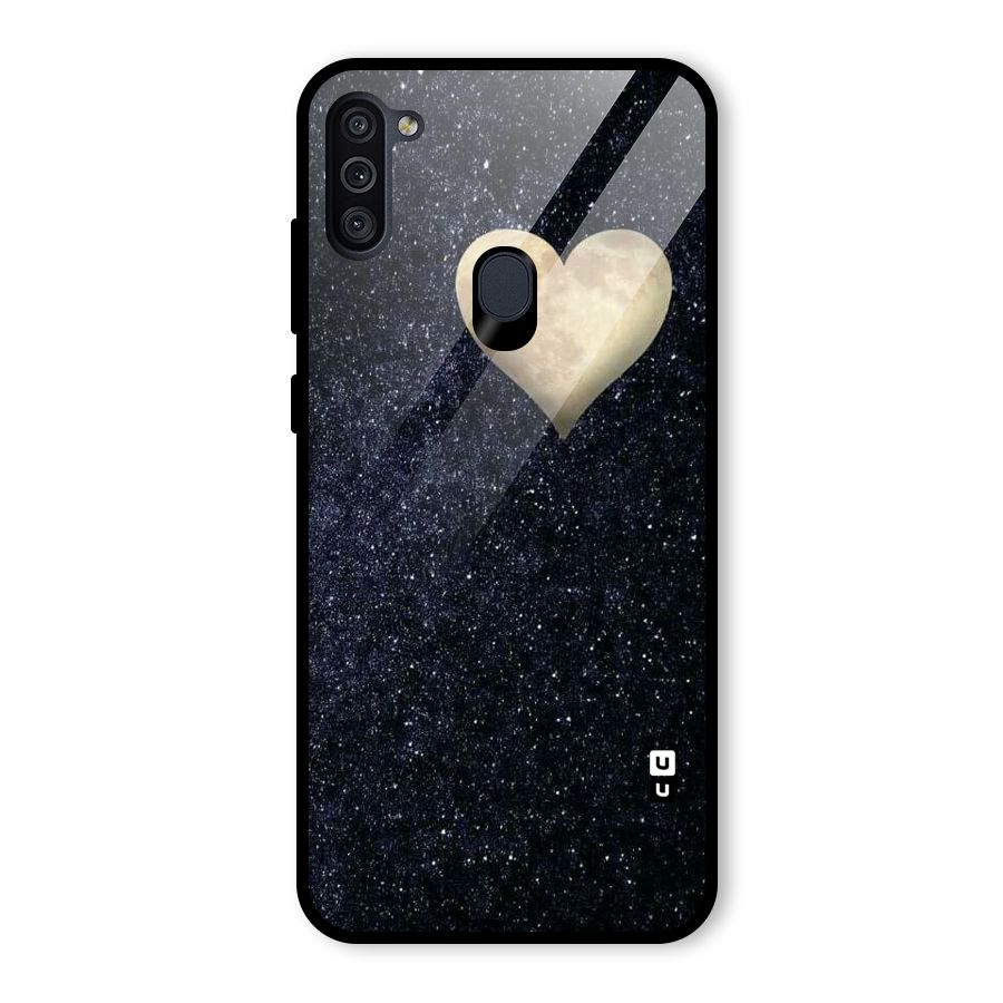 Galaxy Space Heart Glass Back Case for Galaxy M11