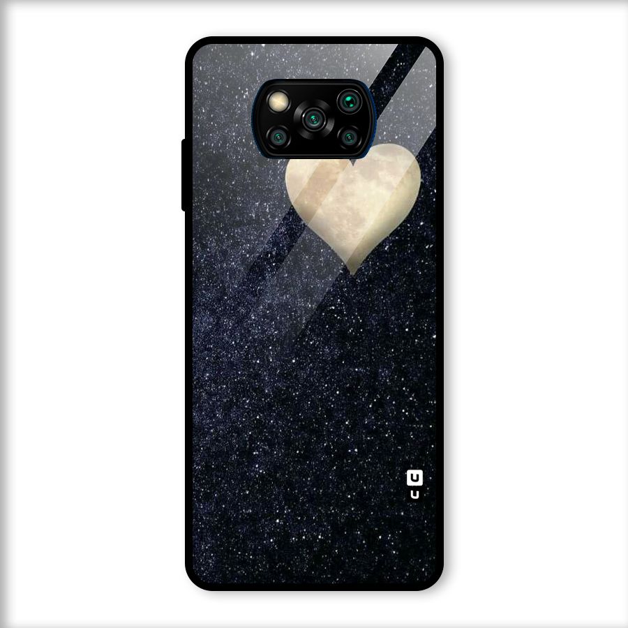 Galaxy Space Heart Glass Back Case for Poco X3