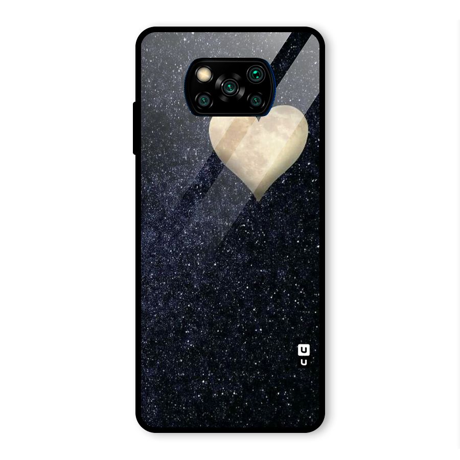Galaxy Space Heart Glass Back Case for Poco X3 Pro