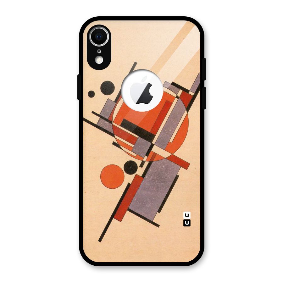 Geo Abstract Metrics Glass Back Case for iPhone XR Logo Cut