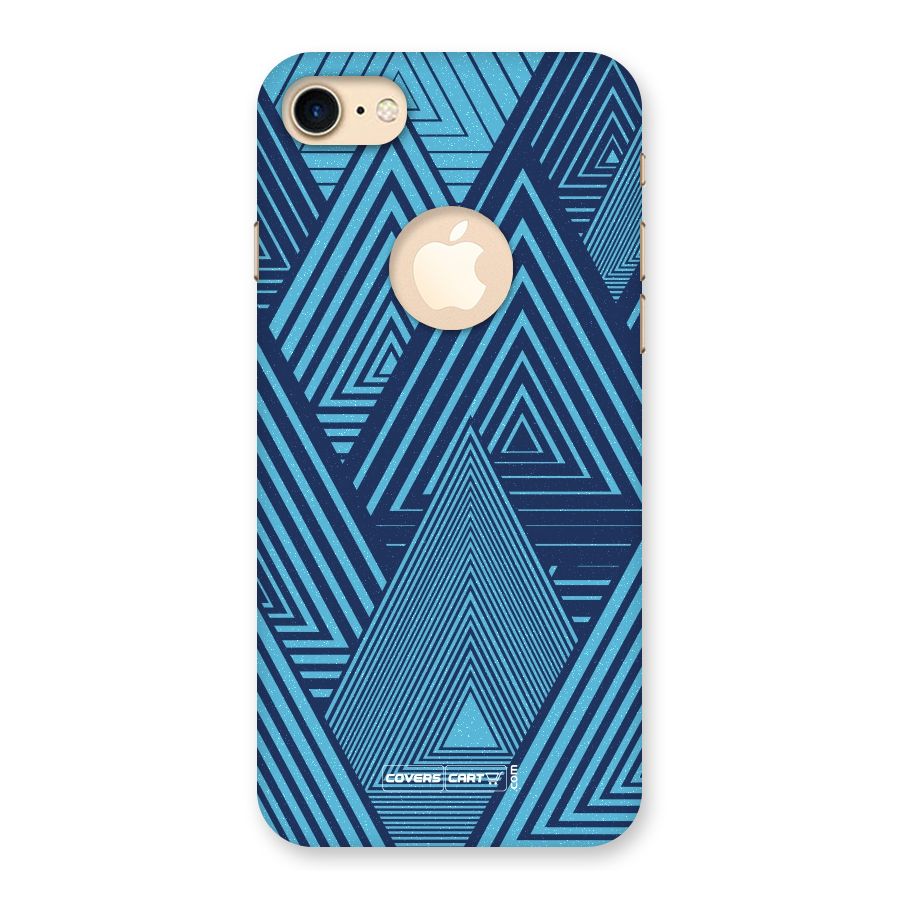 Geometric Blue Print Back Case for iPhone 7 Logo Cut