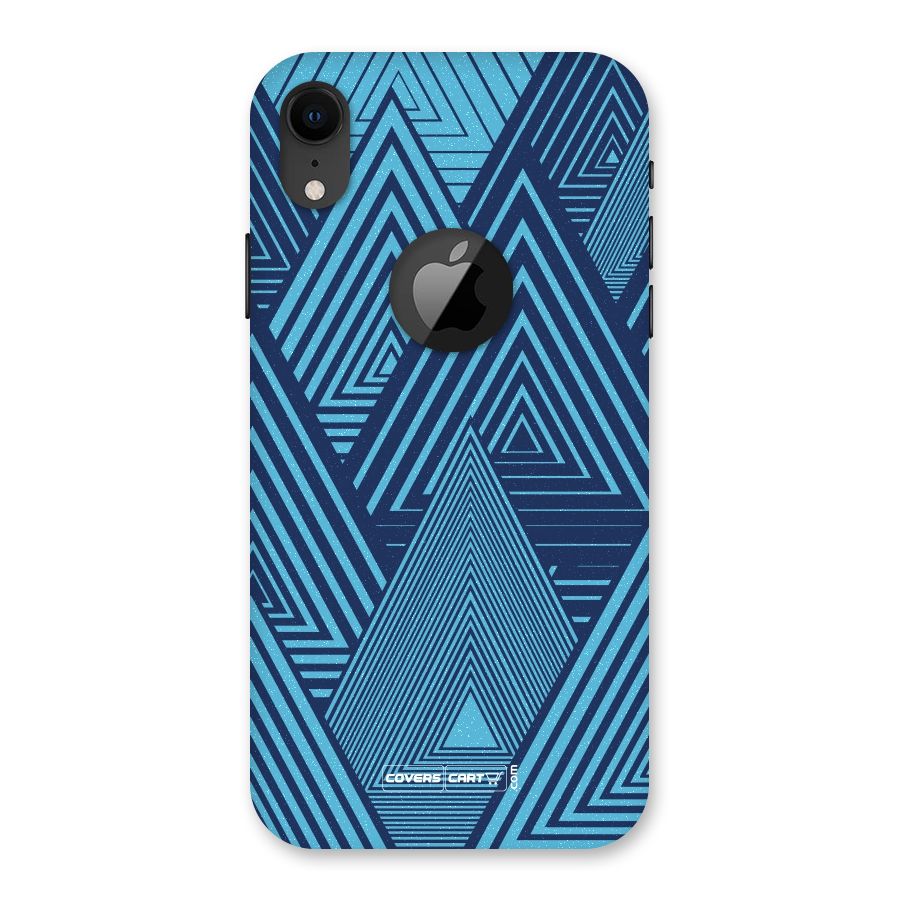 Geometric Blue Print Back Case for iPhone XR Logo Cut