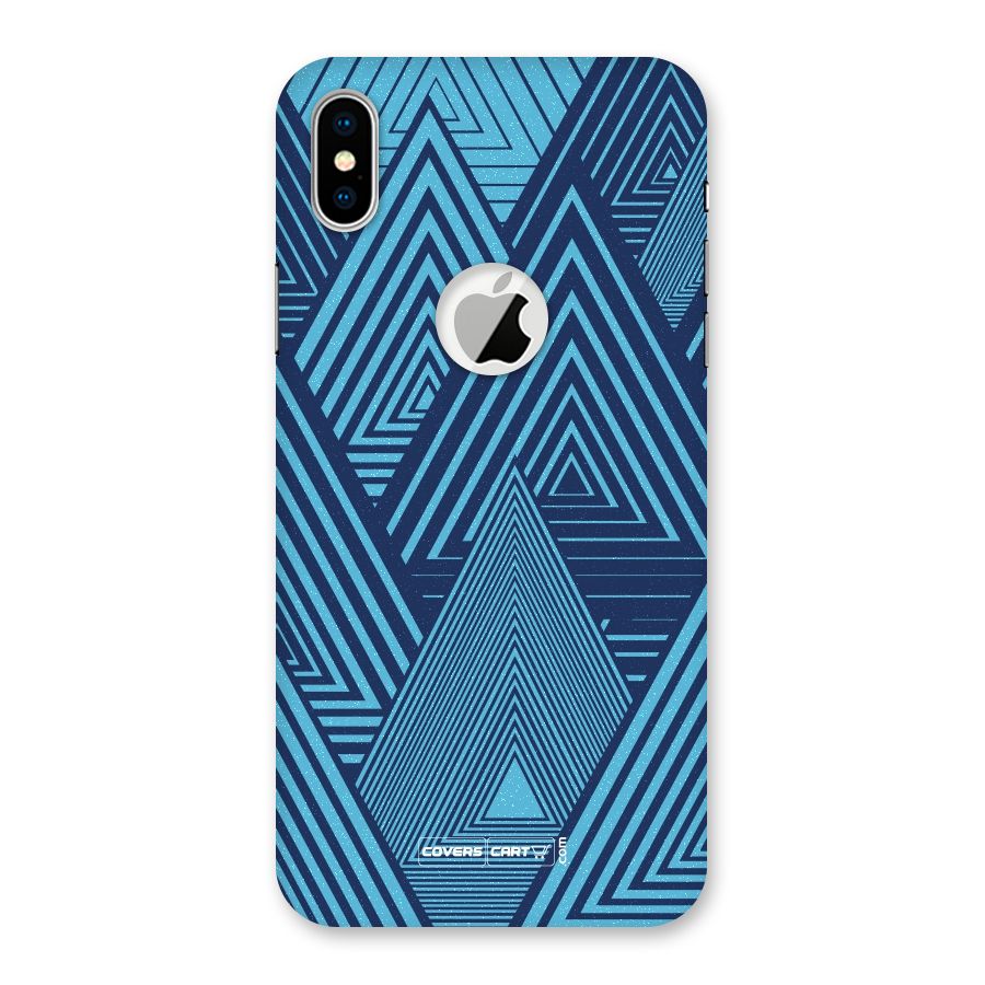 Geometric Blue Print Back Case for iPhone XS Logo Cut