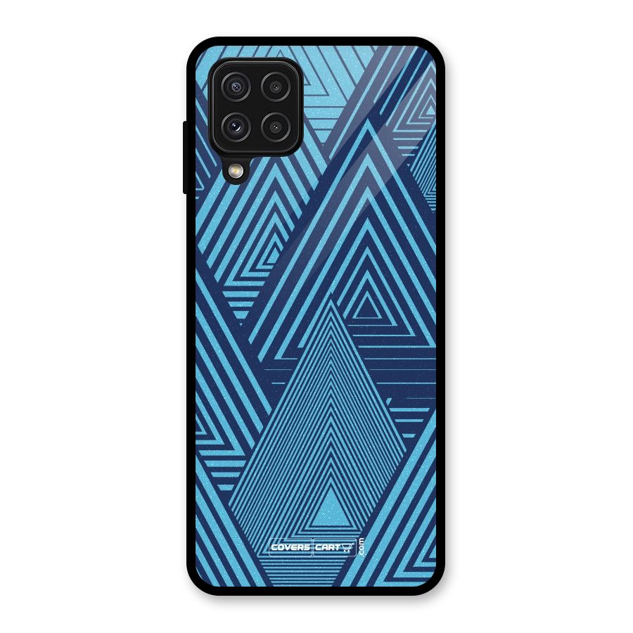 Geometric Blue Print Glass Back Case for Galaxy A22 4G