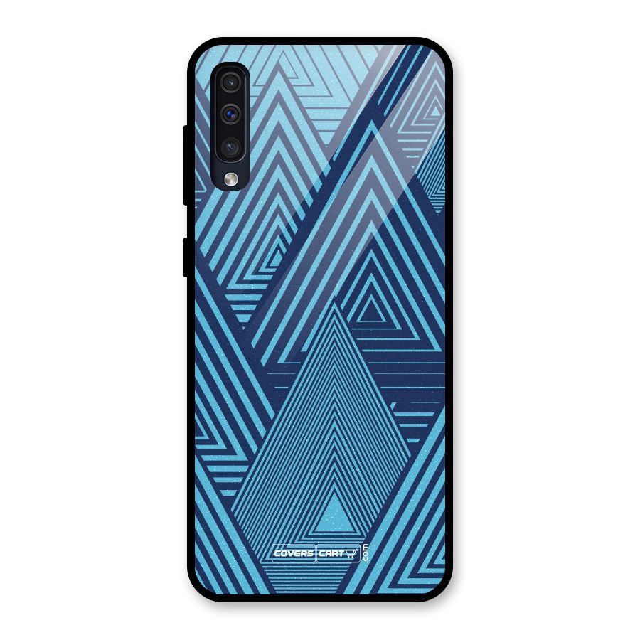 Geometric Blue Print Glass Back Case for Galaxy A50