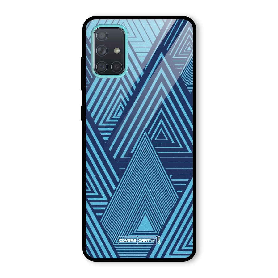 Geometric Blue Print Glass Back Case for Galaxy A71