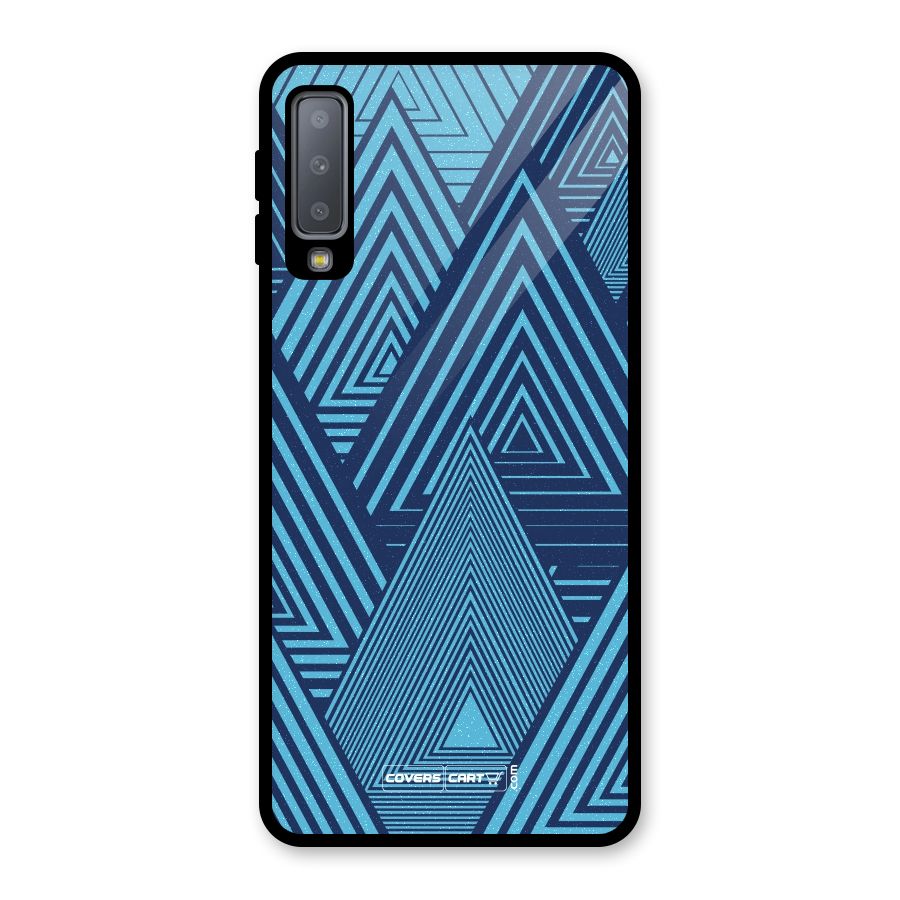 Geometric Blue Print Glass Back Case for Galaxy A7 (2018)