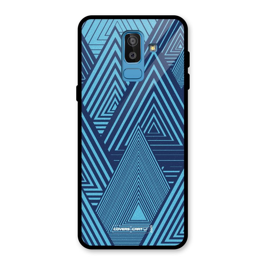 Geometric Blue Print Glass Back Case for Galaxy J8