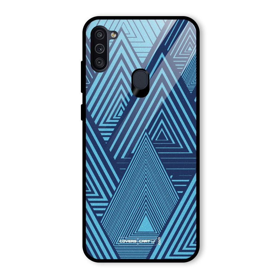 Geometric Blue Print Glass Back Case for Galaxy M11