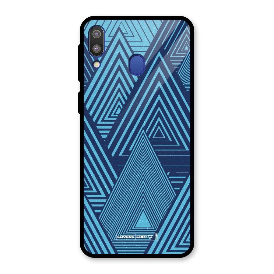 Geometric Blue Print Glass Back Case for Galaxy M20