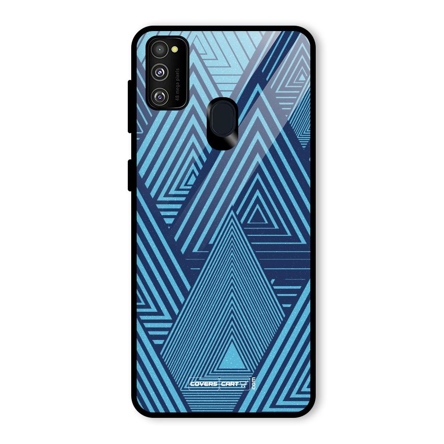 Geometric Blue Print Glass Back Case for Galaxy M30s