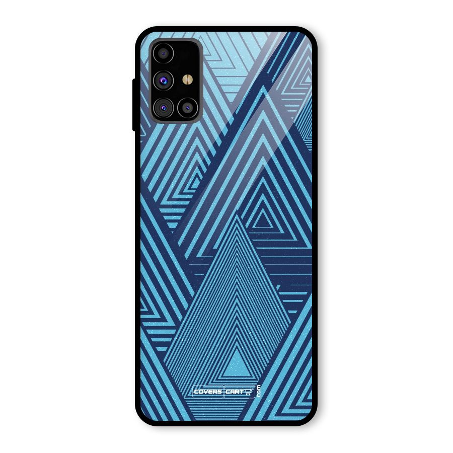 Geometric Blue Print Glass Back Case for Galaxy M31s