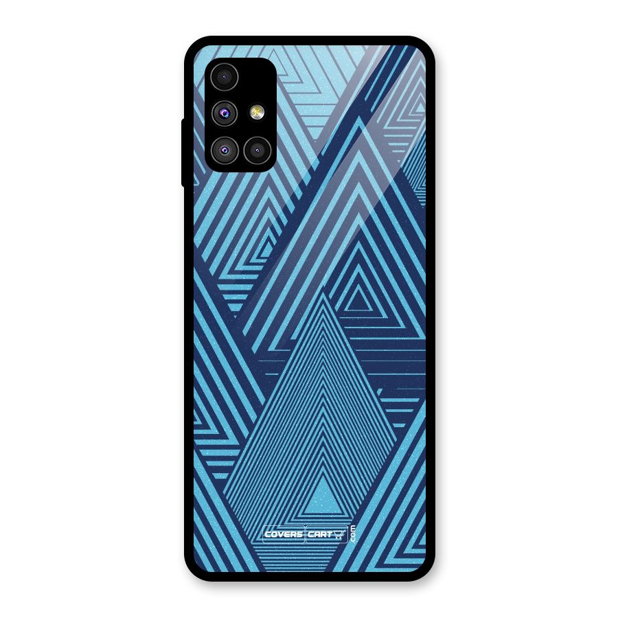 Geometric Blue Print Glass Back Case for Galaxy M51