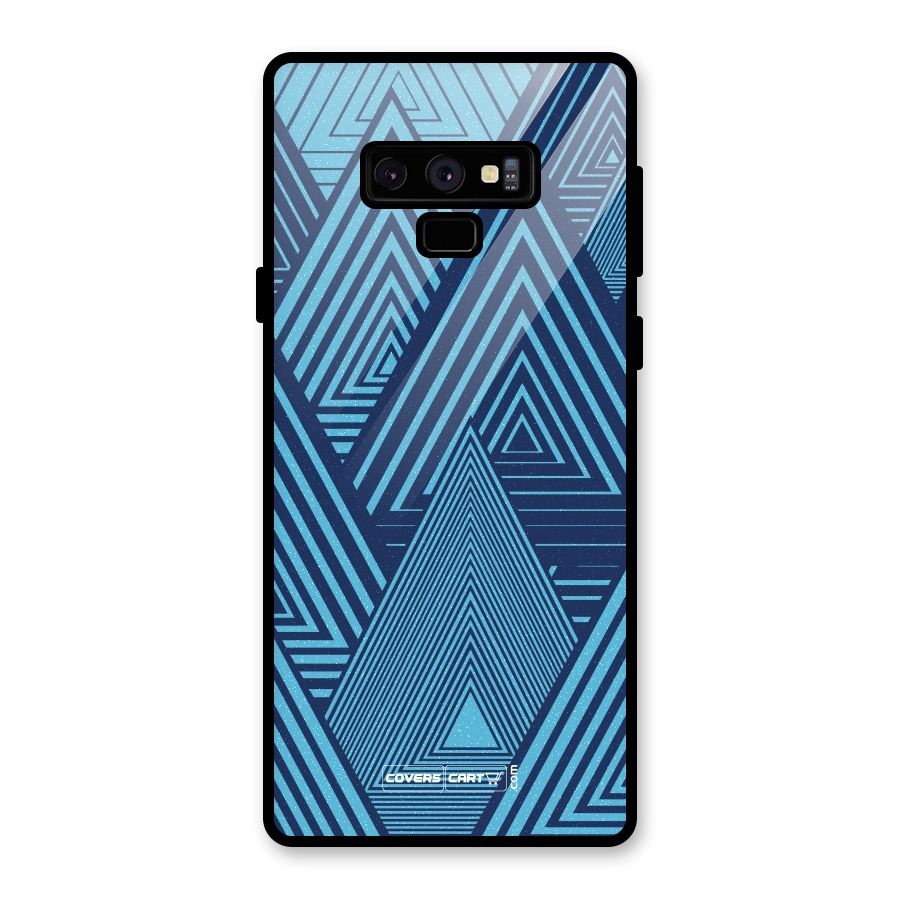 Geometric Blue Print Glass Back Case for Galaxy Note 9