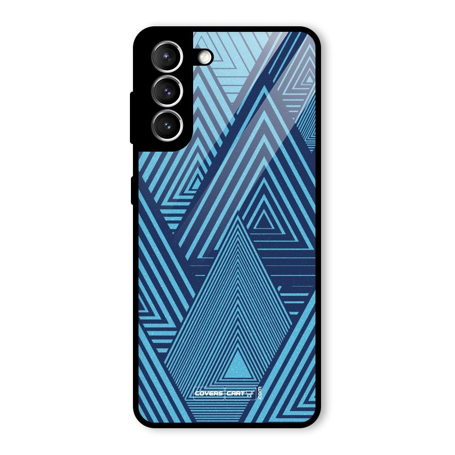 Geometric Blue Print Glass Back Case for Galaxy S21 5G