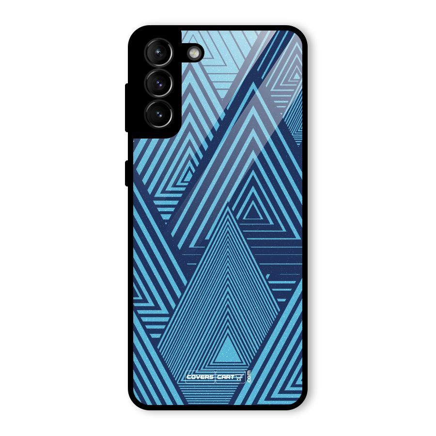 Geometric Blue Print Glass Back Case for Galaxy S21 Plus