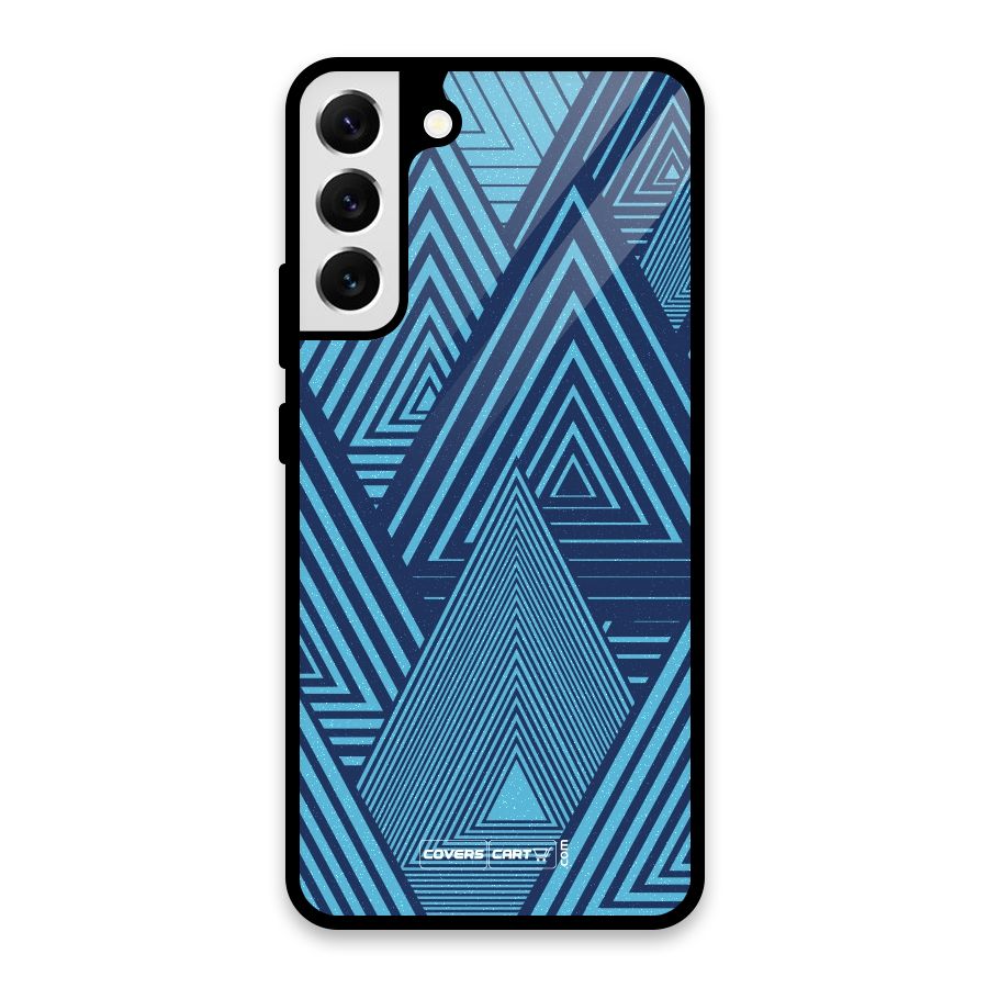 Geometric Blue Print Glass Back Case for Galaxy S22 Plus 5G