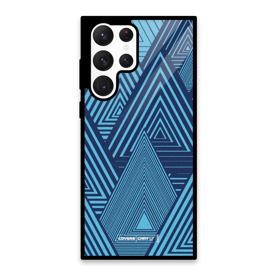 Geometric Blue Print Glass Back Case for Galaxy S22 Ultra 5G