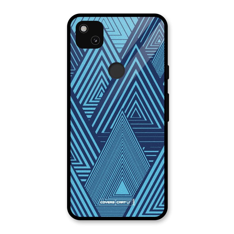 Geometric Blue Print Glass Back Case for Google Pixel 4a
