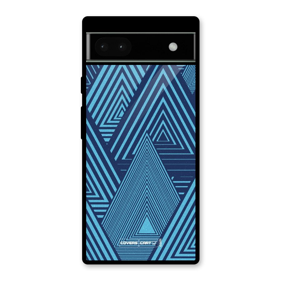 Geometric Blue Print Glass Back Case for Google Pixel 6a