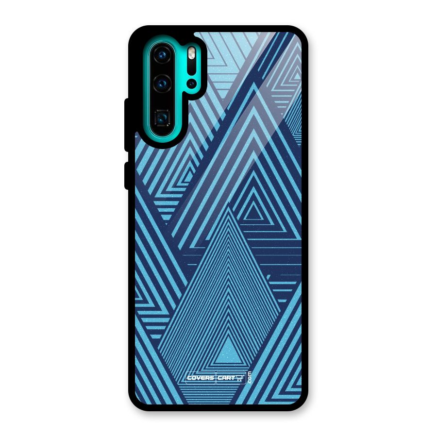 Geometric Blue Print Glass Back Case for Huawei P30 Pro