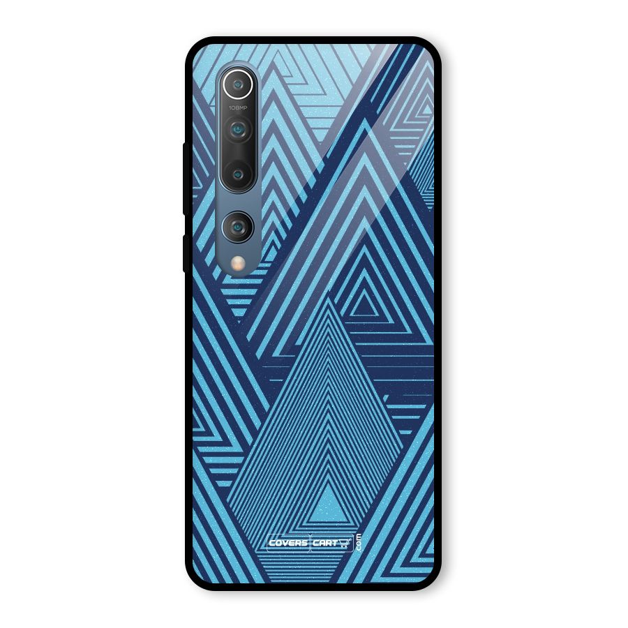 Geometric Blue Print Glass Back Case for Mi 10