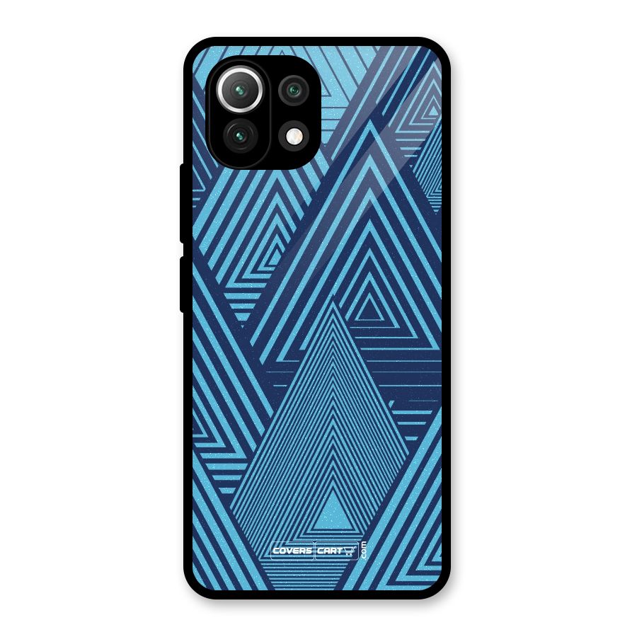 Geometric Blue Print Glass Back Case for Mi 11 Lite