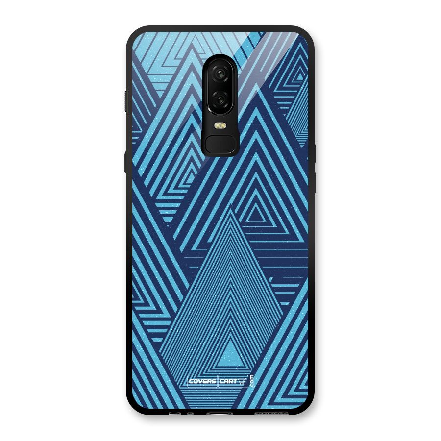 Geometric Blue Print Glass Back Case for OnePlus 6