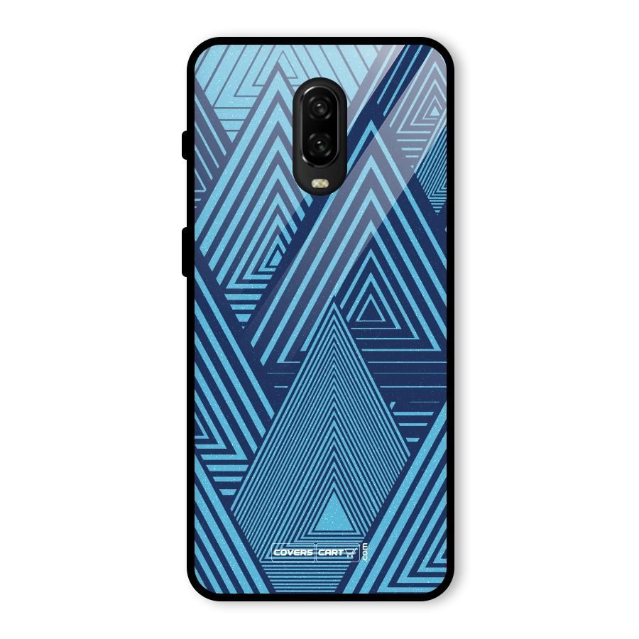 Geometric Blue Print Glass Back Case for OnePlus 6T