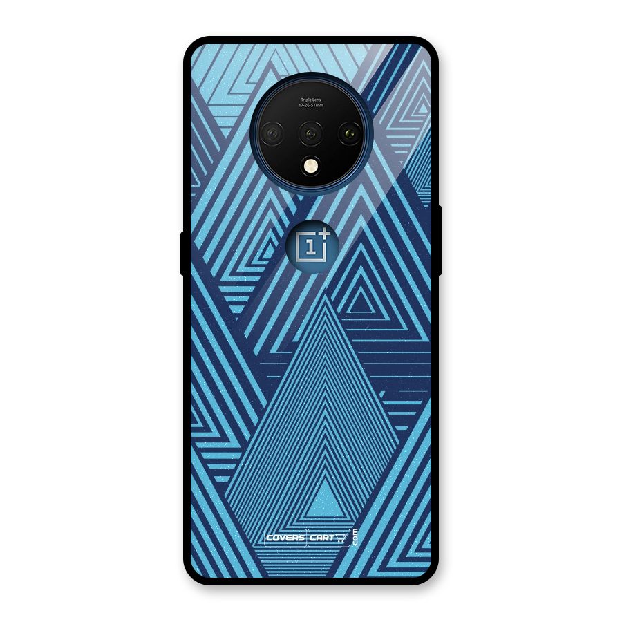 Geometric Blue Print Glass Back Case for OnePlus 7T