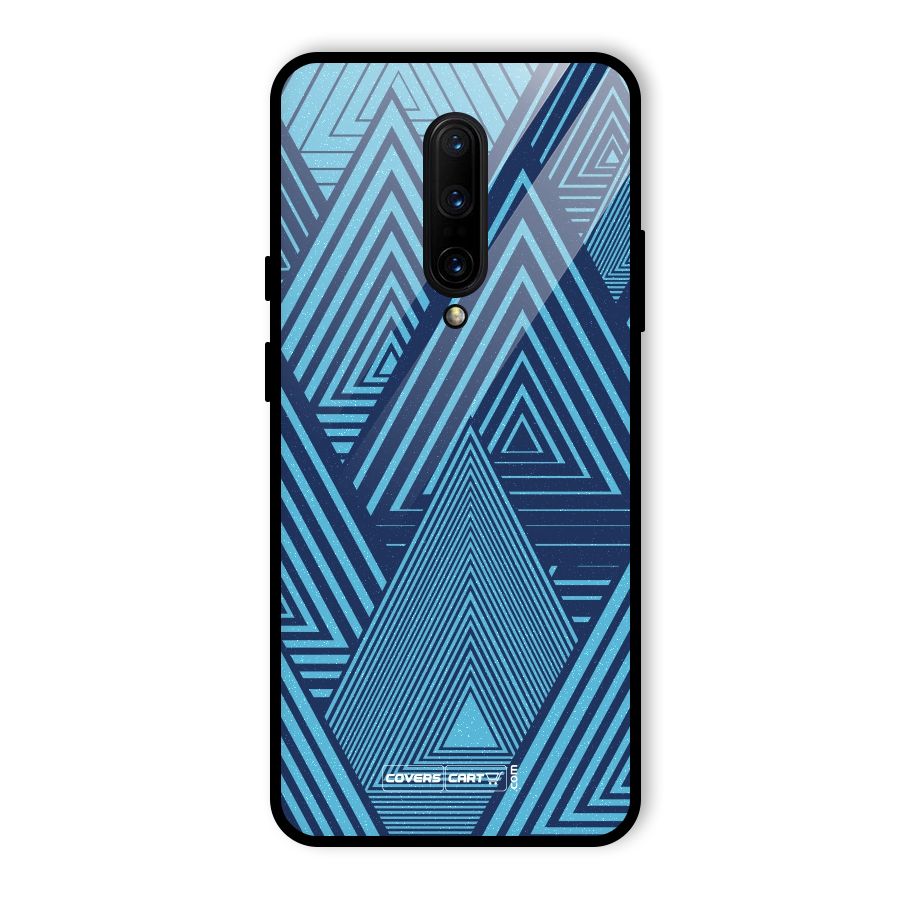 Geometric Blue Print Glass Back Case for OnePlus 7 Pro