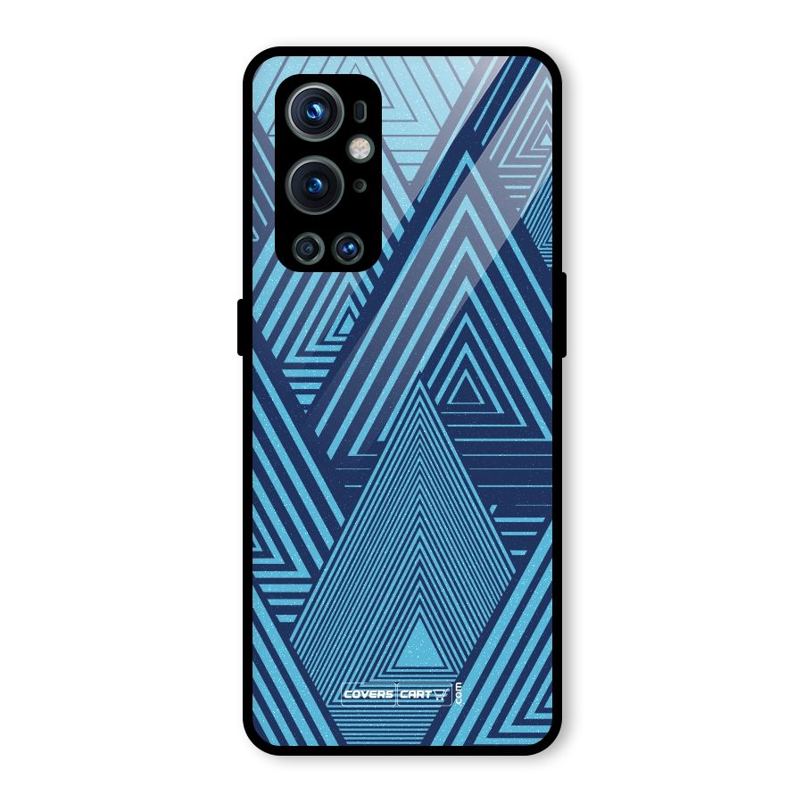 Geometric Blue Print Glass Back Case for OnePlus 9 Pro