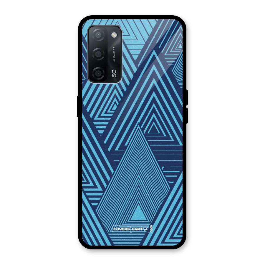 Geometric Blue Print Glass Back Case for Oppo A53s 5G
