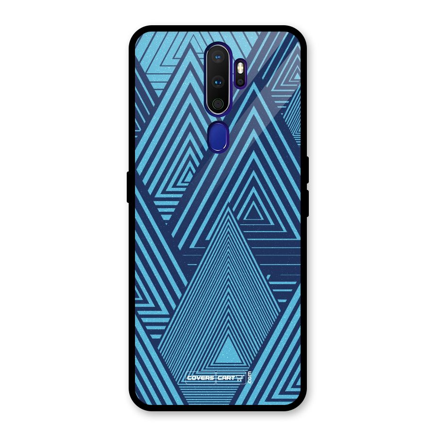 Geometric Blue Print Glass Back Case for Oppo A9 (2020)