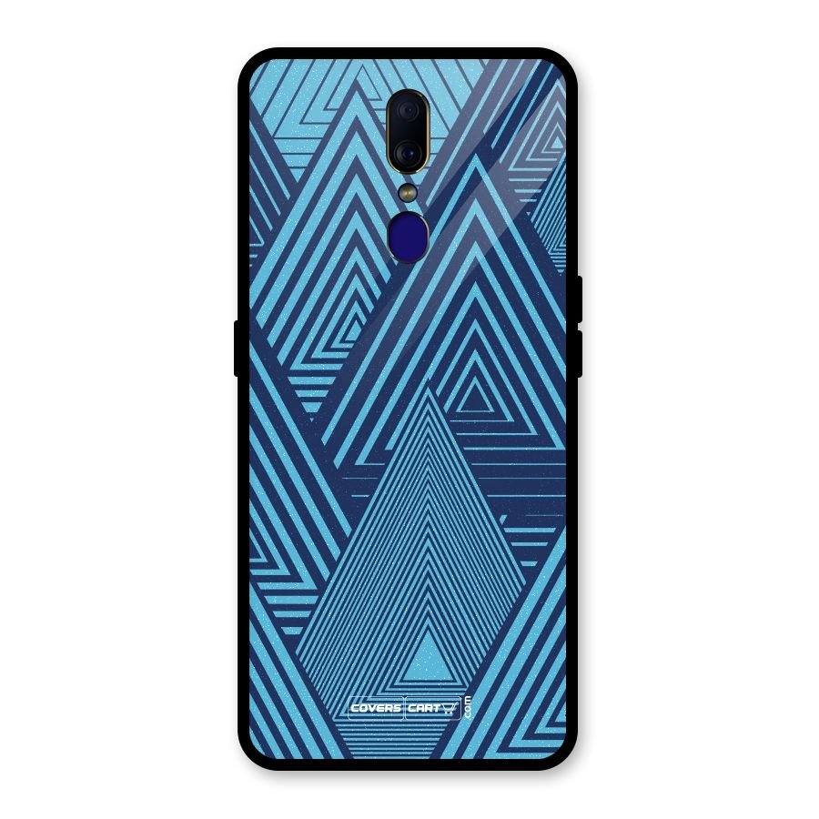Geometric Blue Print Glass Back Case for Oppo F11
