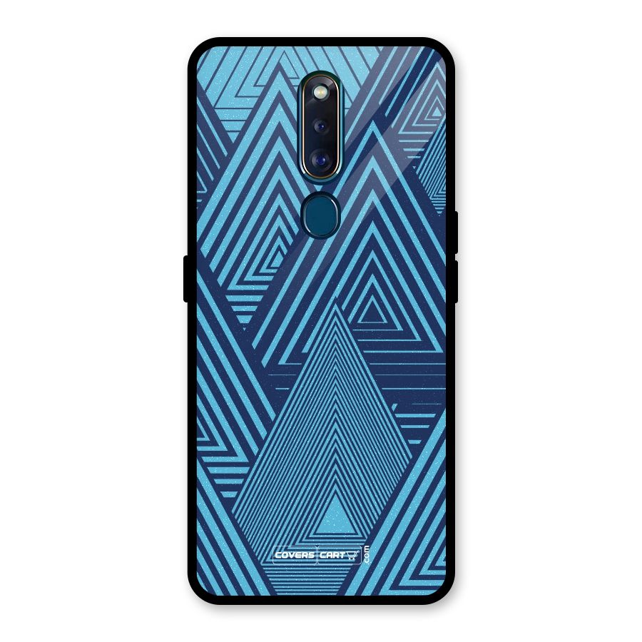 Geometric Blue Print Glass Back Case for Oppo F11 Pro