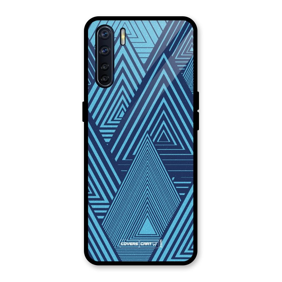 Geometric Blue Print Glass Back Case for Oppo F15