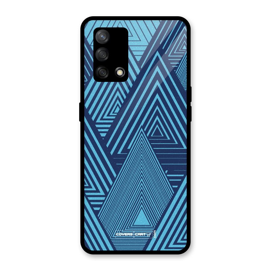 Geometric Blue Print Glass Back Case for Oppo F19