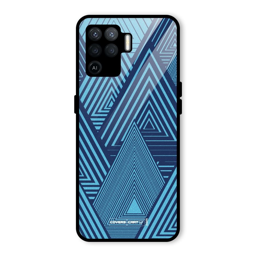 Geometric Blue Print Glass Back Case for Oppo F19 Pro