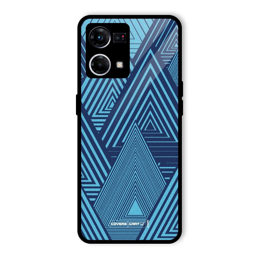 Geometric Blue Print Glass Back Case for Oppo F21s Pro 4G