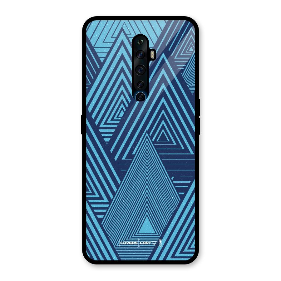 Geometric Blue Print Glass Back Case for Oppo Reno2 F